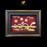 Tranh Cầu Rồng Đà Nẵng dát vàng(30 x 40cm) MT Gold Art- Hàng chính hãng, trang trí nhà cửa, quà tặng sếp, đối tác, khách hàng