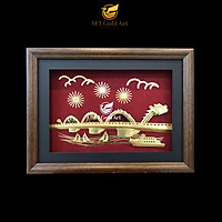 Tranh Cầu Rồng Đà Nẵng dát vàng(30 x 40cm) MT Gold Art- Hàng chính hãng, trang trí nhà cửa, quà tặng sếp, đối tác, khách hàng.