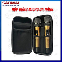Hộp túi đựng 2 micro không dây, micro đa năng cho loa kéo, micro karaoke gia đình