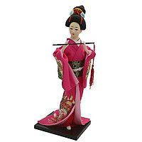 12inch Japanese Geisha Lady Doll w/ Rose Red Kimono Ornament Home Decoration