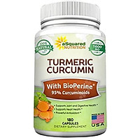 Pure Turmeric Curcumin 1600mg with BioPerine Black Pepper Extract - 180 Capsules - 95% Curcuminoids, 100% Natural Tumeric Root Powder Supplements, Natural Anti-Inflammatory Joint Pain Relief Pills