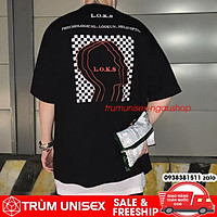 Áo thun unisex áo phông nam rộng L.O.K.S kèm áo thật vải cotton đen trắng