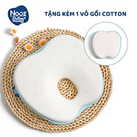 Gối Cao Su Non Nooz Baby Cho Bé 0-12 Tháng Tuổi - Giúp Bé Chống Gù Lưng, Bẹp, Méo Và Móp Đầu- Tặng Kèm 1 Vỏ Gối Cotton Rời (24x22x3 cm)