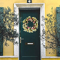 45cm Front Door Wreath Summer Blossom Carnation Silk Flowers Rattan Garland Home Decor Wall Window Decoration Wedding Ornament