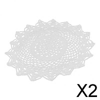 2xFlower Shape White Crochet Cotton Lace Doily Table Placemat Doilies Mat 30cm