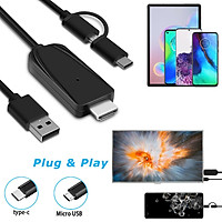 2 In 1 HDMI Cable 1080P Video Converter Micro USB&Type-c HDTV Phone to TV Adapter For LG/Samsung/Android