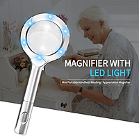 Mini Portable Handheld 3X Magnifier Magnifying Glass Lens with LED Light for Reading Crafts Hobby Seniors Kids