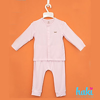 Bộ quần áo sơ sinh cho bé vải sợi tre - bamboo siêu mềm mịn cao cấp - đồ sơ sinh cho bé (2,5kg - 15kg) - bộ dài tay cho bé Haki BB003