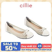 Giày búp bê nữ đế bằng da thật phối lưới Cillie 1135