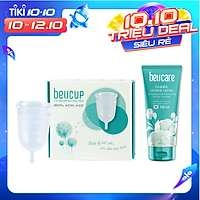 Combo Bộ 1 cốc nguyệt san BeUcup silicol y tế siêu mềm và 1 Dung dịch vệ sinh phụ nữ beUcare 100ml chính hãng