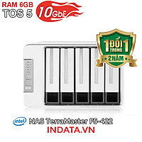 Bộ lưu trữ mạng NAS TerraMaster F5-422, LAN 10Gbps, Intel Quad-Core 1.5GHz, 6GB RAM, 670MB/s, 5 khay ổ cứng RAID 0,1,5,6,10,JBOD,Single - Hàng chính hãng