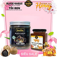 Tỏi đen bestke lên men tự nhiên và Mật ong hoa rừng 100% nguyên chất Combo bán gồm 1 hộp 250g+1 lọ 200ml