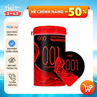Bao cao su OLO cao cấp Thin 0.01 đỏ đen gấp đôi độ trơn, siêu mỏng, ống 10 chiếc