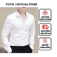 Áo Sơ Mi Nam Tay Dài Trơn Công Sở Phom Slimfit Vải Cotton 100% Cao Cấp Mềm Mịn, Thoáng Mát TUTO5 ASM1001