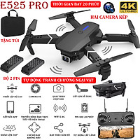 (NEW 2021 - BỘ 2 PIN) - TẶNG TÚI ĐỰNG- Flycam mini E525 PRO 4K hai camera kép, tự động tránh chướng ngại vật ba hướng, thời gian bay 18 phút, có thể zoom, phong to ảnh, chế độ bay không đầu - nhào lộn 360°