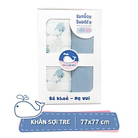 Hộp 2 khăn sợi tre lụa đa năng cho bé - Siêu thấm hút, Mềm mịn, An toàn cho da bé - kích thước 77x77cm