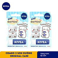 Combo 2 Son Dưỡng Ẩm Chuyên Sâu Nivea Lip Original Care / Chống Nắng Sun Proctect Spf30 / Pomegranate Shine - Tặng Kèm Ốp Son (85061 & 85133 & 85207)