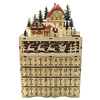 Wooden Craft Christmas Advent Calendar with Lamp 24 Numbered Drawers Countdown Home Decoration