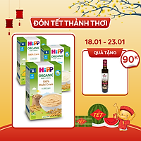 Combo 3 bột ăn dặm không chứa sữa HiPP Organic Baby Cereal 100% hữu cơ cho trẻ từ 4 tháng tuổi: Bột gạo nhũ nhi, Bột ngũ cốc tổng hợp, Bột ngũ cốc bắp non (3 hộp x 200g)