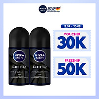Combo 2 Lăn Ngăn Mùi NIVEA MEN DEEP Than Đen Hoạt Tính 50ml - 80031