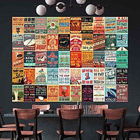 CA DAO TỤC NGỮ VIỆT NAM - Set 50 tấm 22x30cm decal dán tường trang trí decor quán nhà cửa chủ đề PROPAGANDA