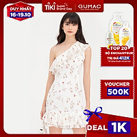 Đầm dáng ôm lệch vai phối bèo GUMAC DB774