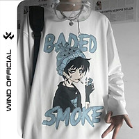 Áo thun tay dài Wind phông nam nữ form rộng BADED SMOKE unisex oversize ulzzang