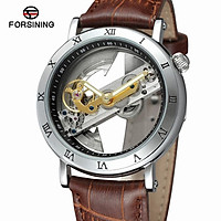 FORSINING Luxury Skeleton Automatic Mechanical Men Watch Self-Wind Stainless Steel/Genuine Leather Man Business