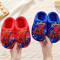 Dép bông đi trong nhà cho bé trai hình siêu nhân spiderman lót lông siêu ấm cao cấp đế cao su chống trơn 2 - 10 tuổi D46