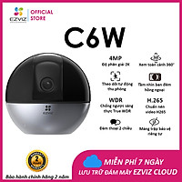 Camera WI-FI EZVIZ C6W, Trong Nhà , 4MP, Độ Phân Giải 2K, Chống Ngược Sáng True WDR, Đàm Thoại 2 Chiều, Tự Động Thu Phóng Chuyển Động, Tầm nhìn Hồng Ngoại Ban Đêm 10m, Chuẩn Nén Video H.265--Hàng Chính Hãng