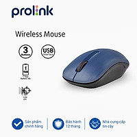 Chuột không dây Prolink PMW5010 kết nối đầu thu 2,4 GHz, thiết kế Ambidextrous (đối xứng) phù hợp với người thuận tay trái lẫn tay phải, dùng cho Laptop, Notebook, PC và Mac - Hàng chính hãng