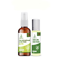 Bộ bình xịt đuổi muỗi sả chanh 50ml và chai lăn tinh dầu đuổi muỗi 10ml JULYHOUSE