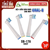 Cho máy Braun Oral B, SB-17A Daily Bộ 4 đầu bàn chải đánh răng điện thay thế, Phá tan mọi mảng bám, cho răng sáng bóng