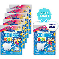 Combo 5 gói Khẩu trang trẻ em 5 miếng + 1 gói Khẩu trang trẻ em 5 miếng