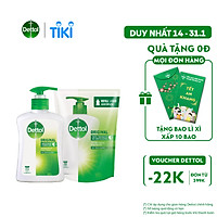 COMBO CHAI NƯỚC RỬA TAY DETTOL KHÁNG KHUẨN 250G + TÚI 225G
