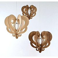 Đèn gỗ thả trần CAO CẤP hiện đại sang trọng 32x34cm/52x54cm chất liệu gỗ trang trí cho phòng khách nhà căn hộ decor nhà