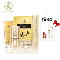 Bộ 5 Sản Phẩm Trẻ Hóa Da Nâng Cao Gold Vip KN Beauty: Sữa Rửa Mặt 100g + Tẩy Tế Bào Chết 50g + Ampoule 30ml + Kem Dưỡng 30g + Hộp Mặt Nạ 125g (Tặng Son Kem Lì KN Beauty)