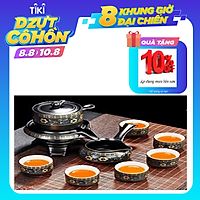Bộ ấm chén pha trà cối xay sm 001 - xanh đen trắng