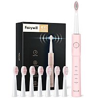Bàn chải đánh răng điện Fairywill E11 màu hồng, tặng kèm 8 đầu bàn chải đủ dùng trong 2 năm.