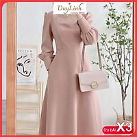 Đầm dự tiệc trắng xòe cổ u vintage