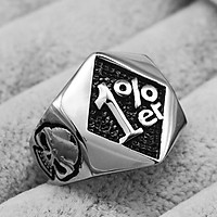 Mens Stainless Steel 1%er Skull Ring Band Fashion Gothic Biker Punk Rock
