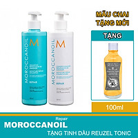 Bộ Combo Bộ Dầu Gội và Xả Phục Hồi Tóc Hư Tổn Moroccanoil Moisture Repair Full Size + Tặng Reuzel Tonic 100ml - Chính hãng
