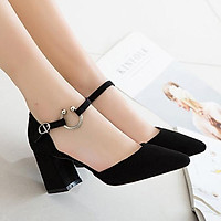 Giày cao gót nữ đẹp 7 phân công sở bít mũi đế vuông khoá chữ C
