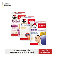 Combo chống lão hóa, cân bằng nội tiết tố và bổ tim Doppelherz Belle Anti Aging + Aktiv Meno + Coenzyme Q10 (03 hộp 30 viên)
