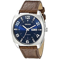 Seiko Men's SNKN37 Stainless Steel Automatic Self-Wind Watch with Brown Leather Band