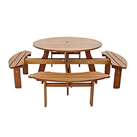 Bộ Bàn Tròn Bengkulu 8 Chỗ IBIE NT3030 (117 x 117 x 74 cm) - Nâu