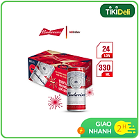 Thùng 24 Lon Bia Budweiser Chính Hãng (330ml/ lon) - Phiên Bản Tết