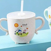 Ly / Cốc tập uống nước cho bé lúa mạch 270ml có ống hút, có nắp đậy, có 2 quai cầm tiện lợi cho bé ( Tặng 01 cọ vệ sinh ống hút )