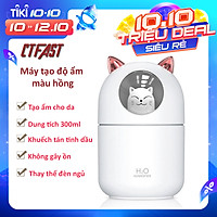 Máy Phun Sương, Máy Tạo Độ Ẩm Mini Hình Mèo CTFAST-01 Dung Tích 300 ML, Cấp Ẩm Cho Da, Phòng Điều Hòa, Khuếch Tán Tinh Dầu, Hoạt Động Êm Ái Ánh Sáng Thay Thế Đèn Ngủ - Hàng Chính Hãng