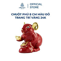 Tượng chuột sứ Minh Long 8 cm - màu đỏ - trang trí vàng 24K (tượng chuột Phú)